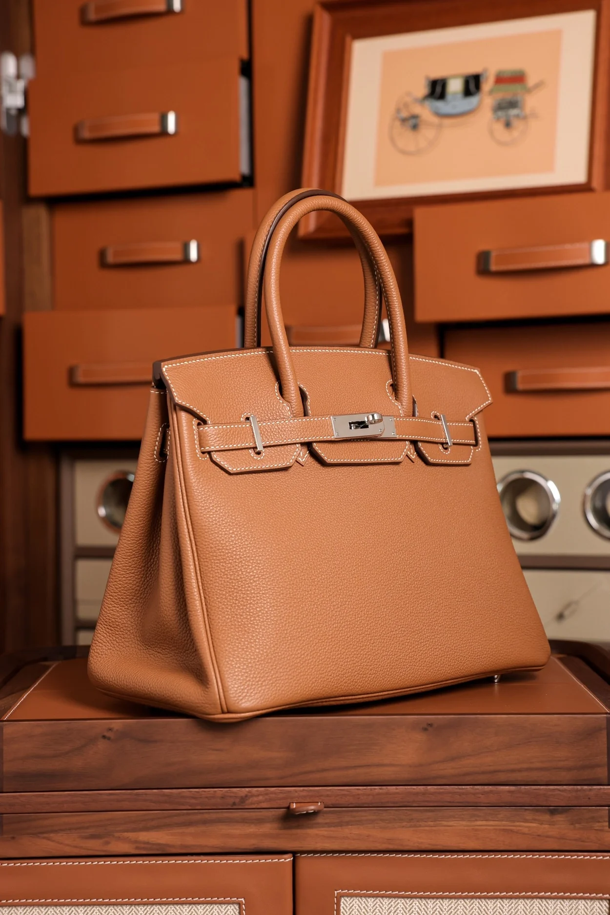 에르메스 버킨 30 르투르네 브라운 팔라듐 하드웨어 (100% HAND MADE)