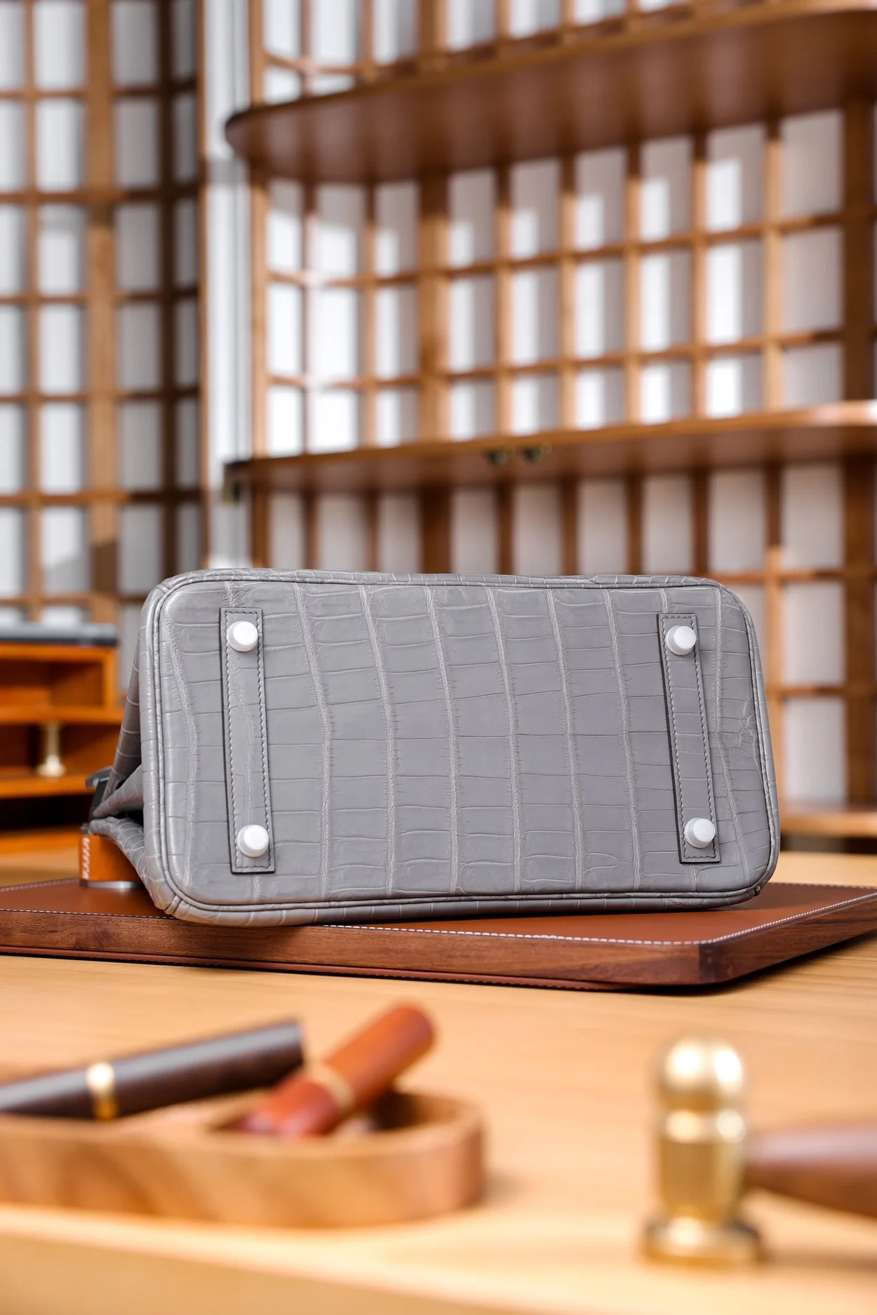 에르메스 버킨 30 르투르네 크로커다일 그레이 팔라듐 하드웨어 (100% HAND MADE)