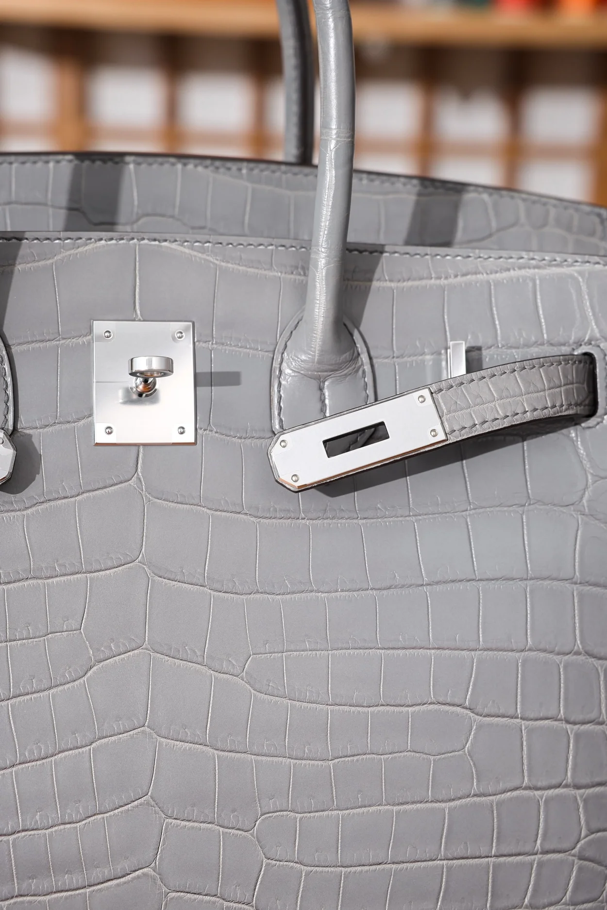 에르메스 버킨 30 르투르네 크로커다일 그레이 팔라듐 하드웨어 (100% HAND MADE)