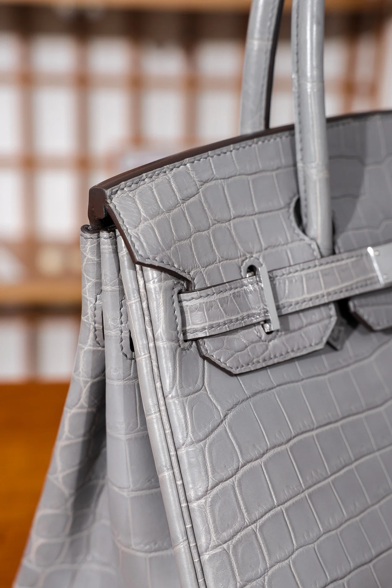 에르메스 버킨 30 르투르네 크로커다일 그레이 팔라듐 하드웨어 (100% HAND MADE)