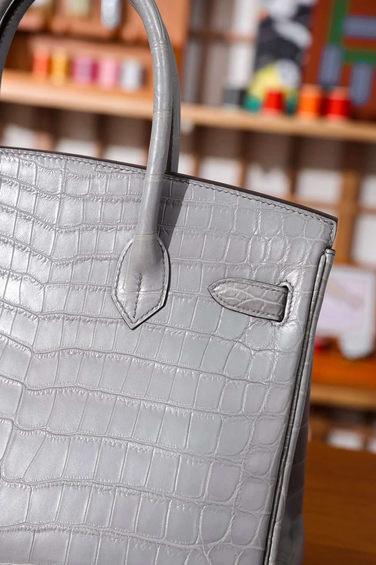 에르메스 버킨 30 르투르네 크로커다일 그레이 팔라듐 하드웨어 (100% HAND MADE)