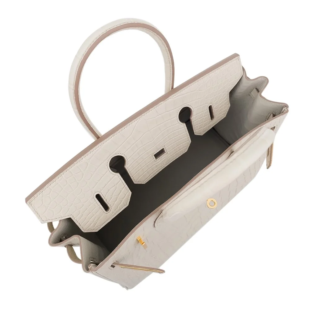 에르메스 버킨 25 르투르네 크로커다일 화이트 골드 하드웨어 (100% HAND MADE)