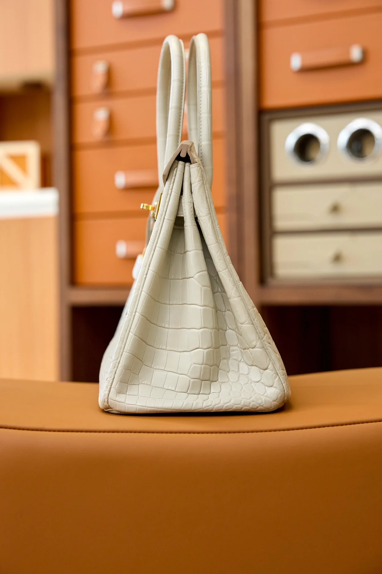 에르메스 버킨 25 르투르네 크로커다일 화이트 골드 하드웨어 (100% HAND MADE)