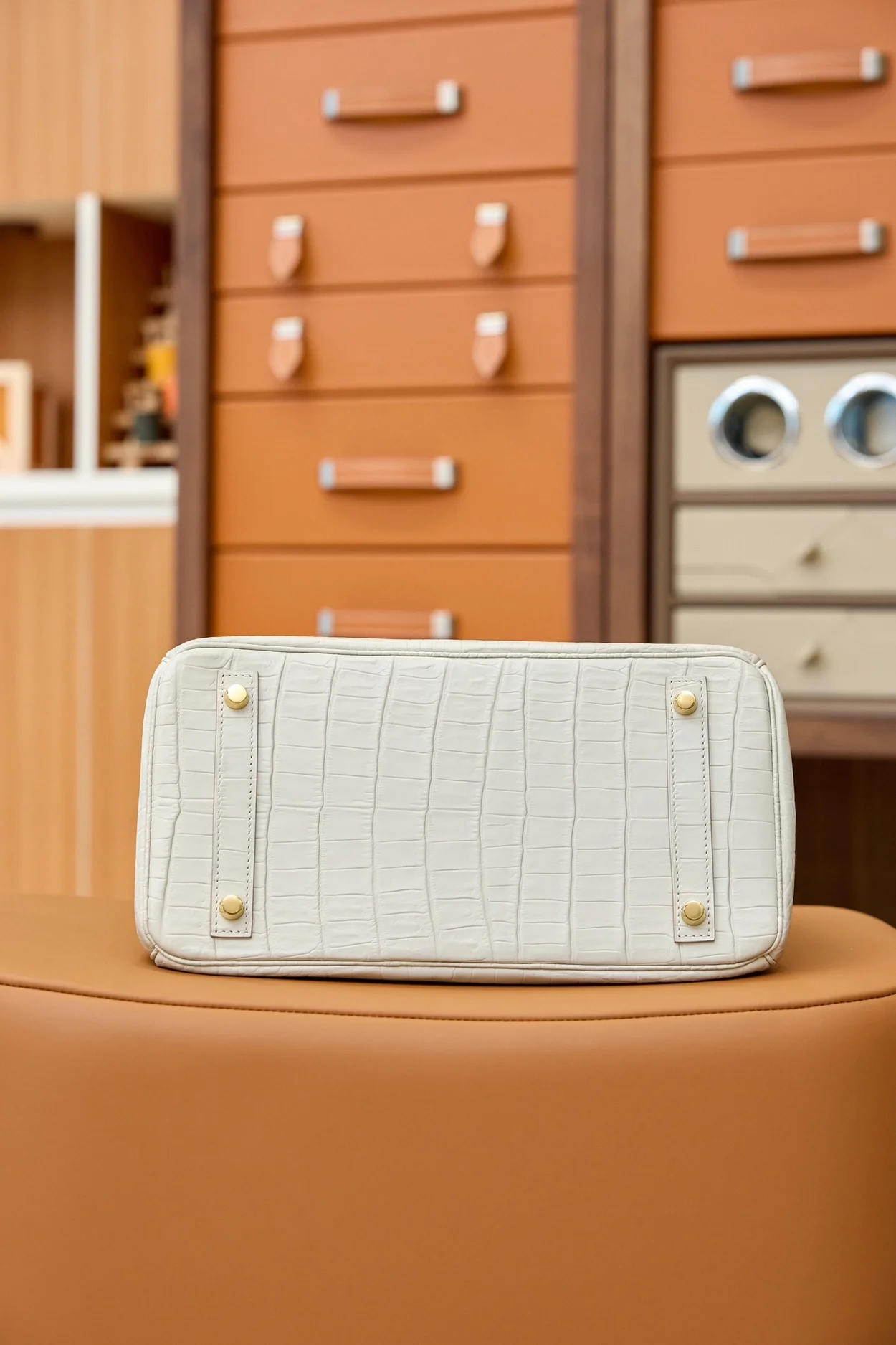 에르메스 버킨 25 르투르네 크로커다일 화이트 골드 하드웨어 (100% HAND MADE)