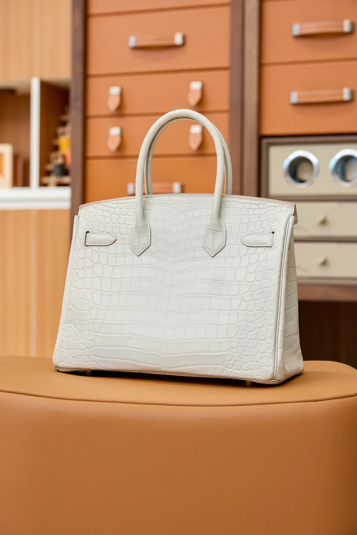 에르메스 버킨 25 르투르네 크로커다일 화이트 골드 하드웨어 (100% HAND MADE)