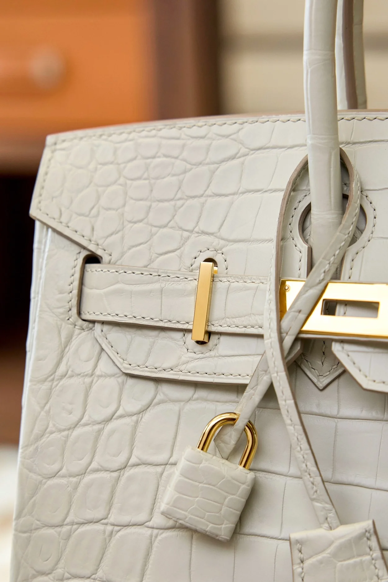 에르메스 버킨 25 르투르네 크로커다일 화이트 골드 하드웨어 (100% HAND MADE)