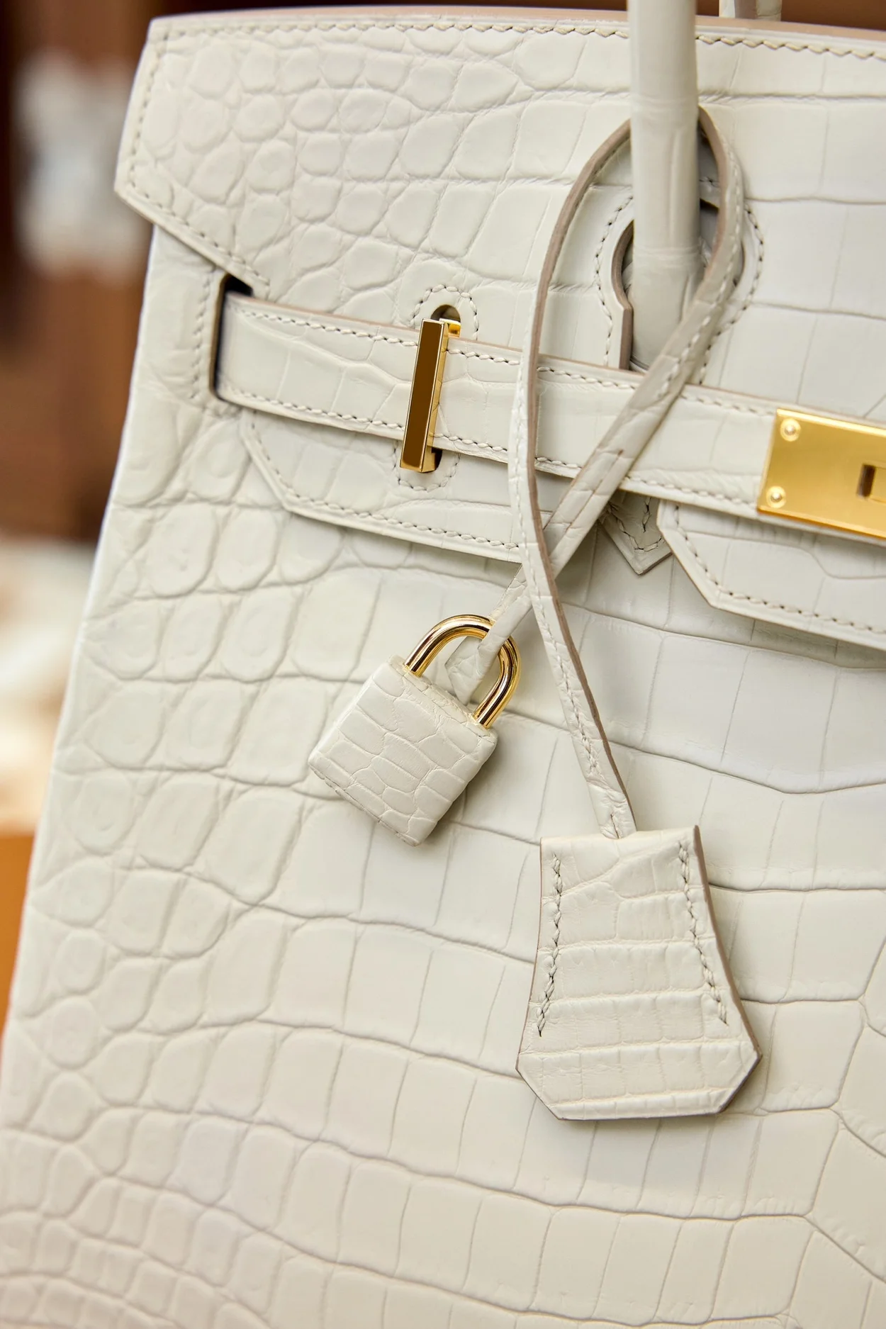 에르메스 버킨 25 르투르네 크로커다일 화이트 골드 하드웨어 (100% HAND MADE)
