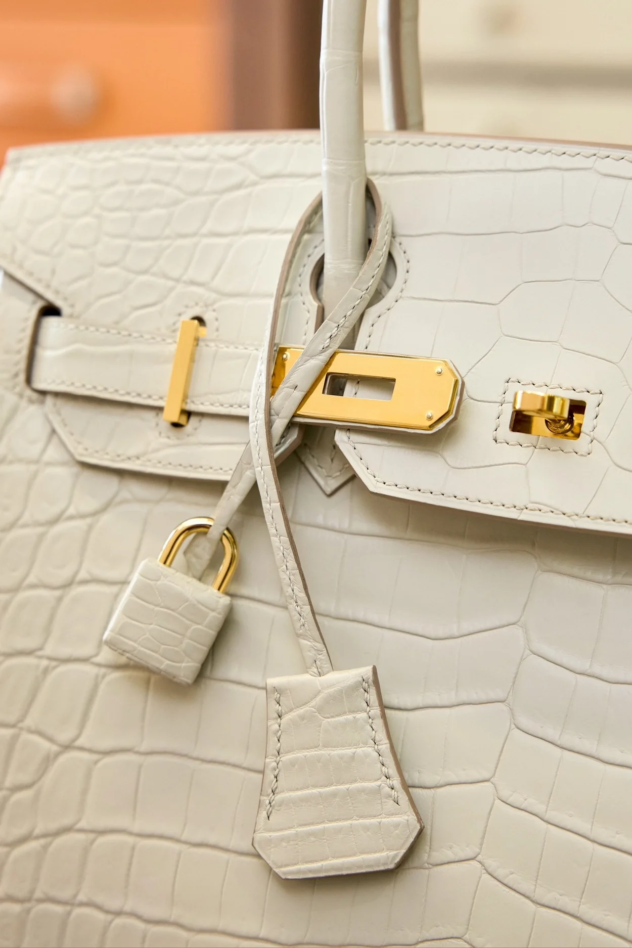 에르메스 버킨 25 르투르네 크로커다일 화이트 골드 하드웨어 (100% HAND MADE)