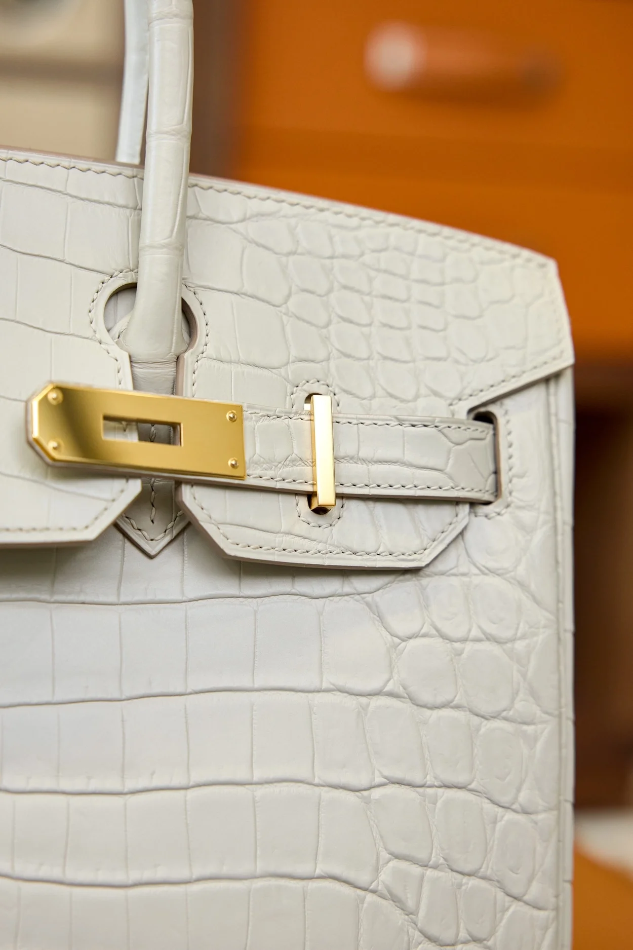 에르메스 버킨 25 르투르네 크로커다일 화이트 골드 하드웨어 (100% HAND MADE)