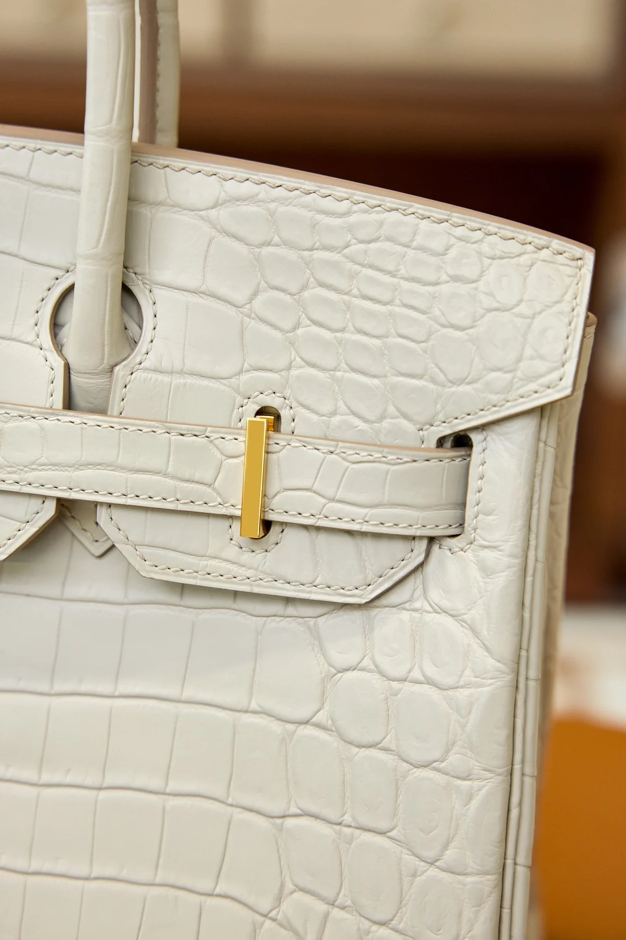 에르메스 버킨 25 르투르네 크로커다일 화이트 골드 하드웨어 (100% HAND MADE)