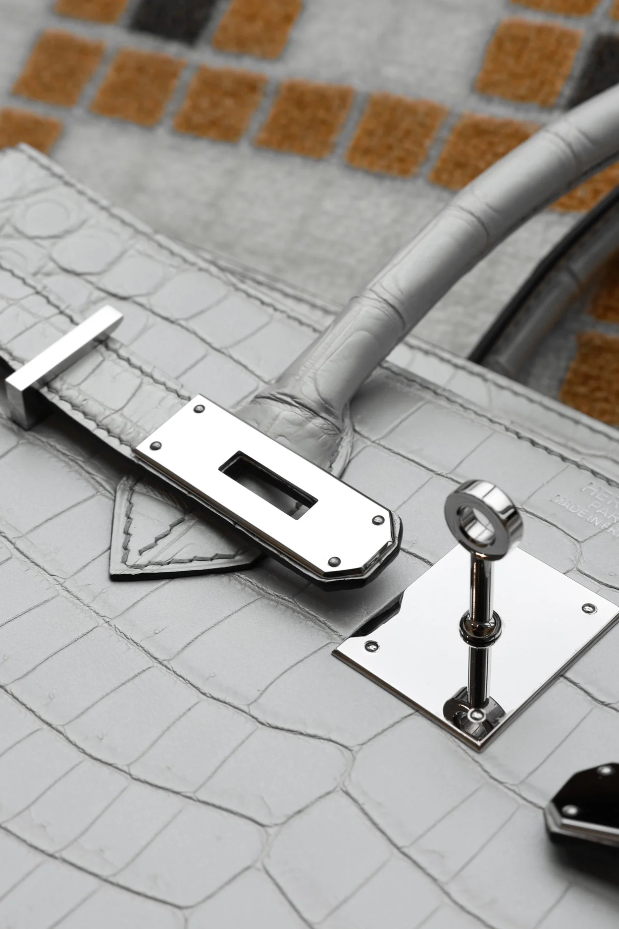 에르메스 버킨 30 르투르네 크로커다일 화이트 팔라듐 하드웨어 (100% HAND MADE)