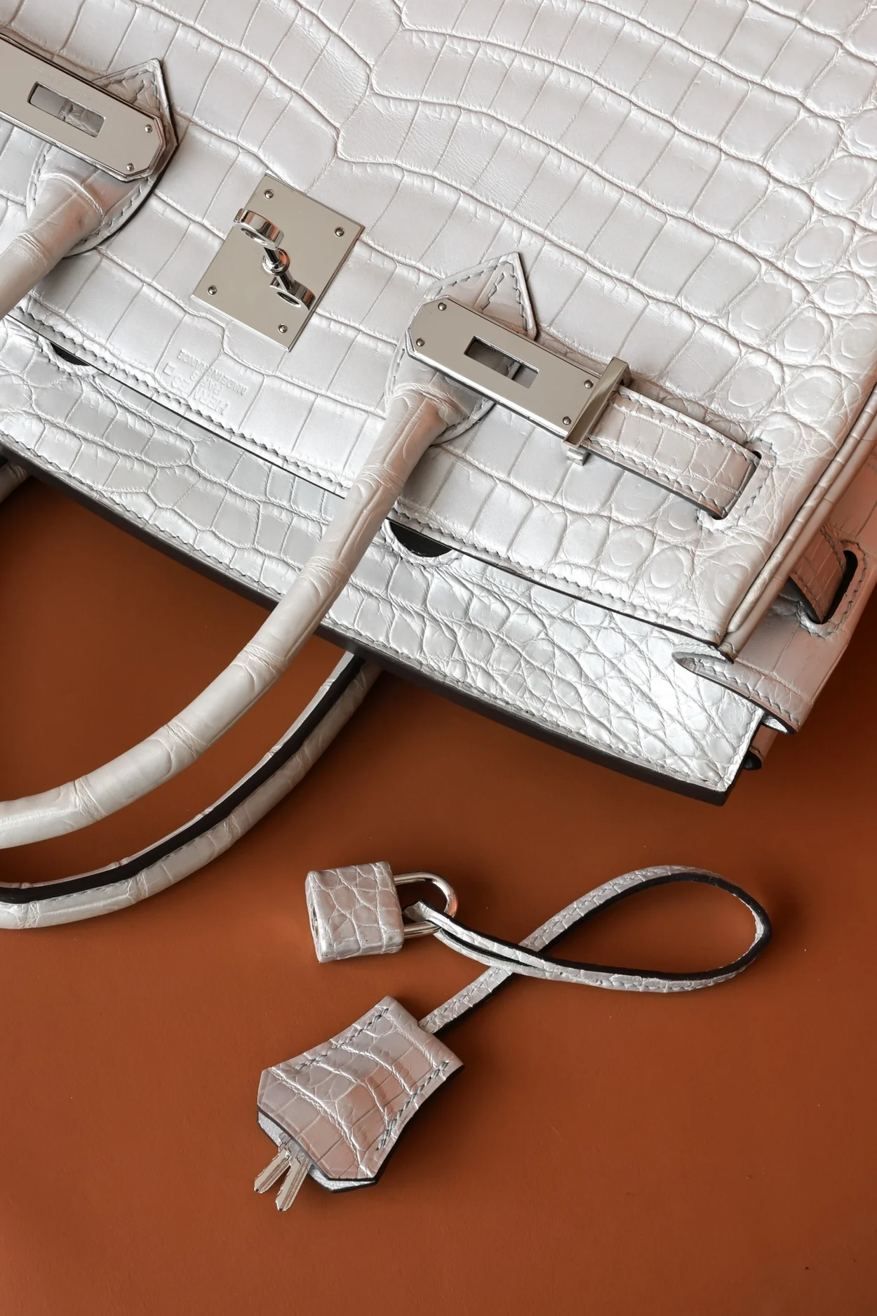에르메스 버킨 30 르투르네 크로커다일 화이트 팔라듐 하드웨어 (100% HAND MADE)