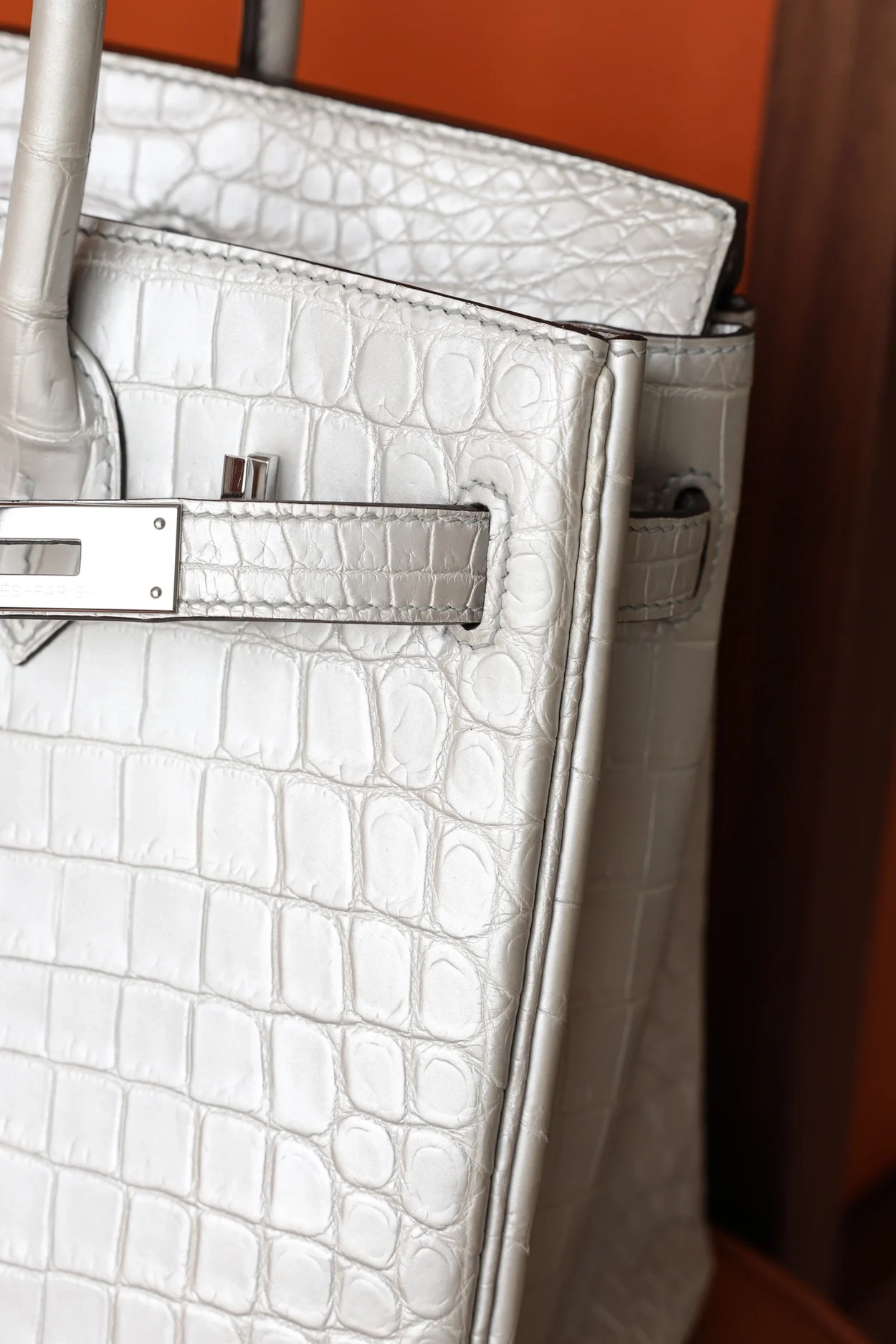 에르메스 버킨 30 르투르네 크로커다일 화이트 팔라듐 하드웨어 (100% HAND MADE)