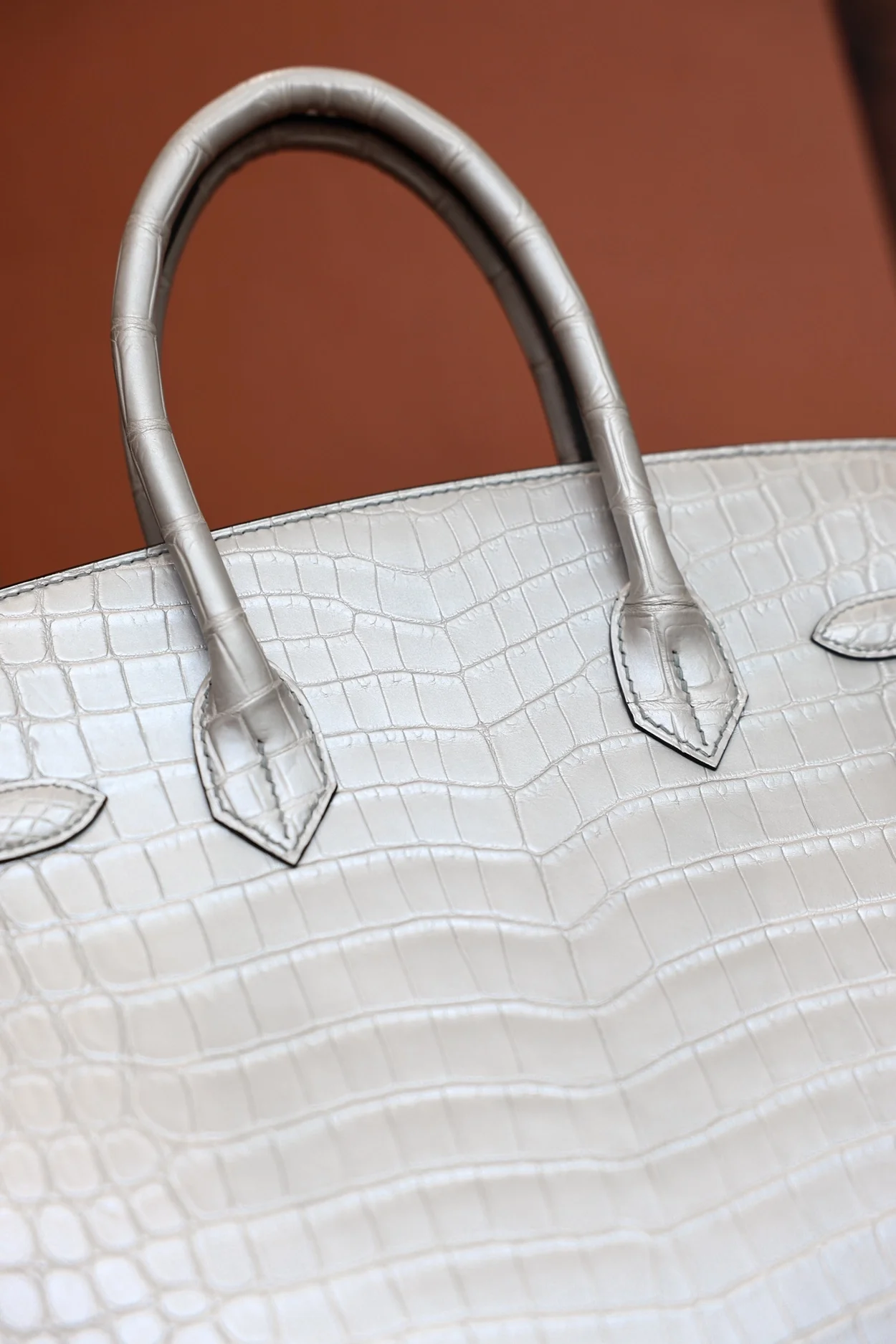 에르메스 버킨 30 르투르네 크로커다일 화이트 팔라듐 하드웨어 (100% HAND MADE)