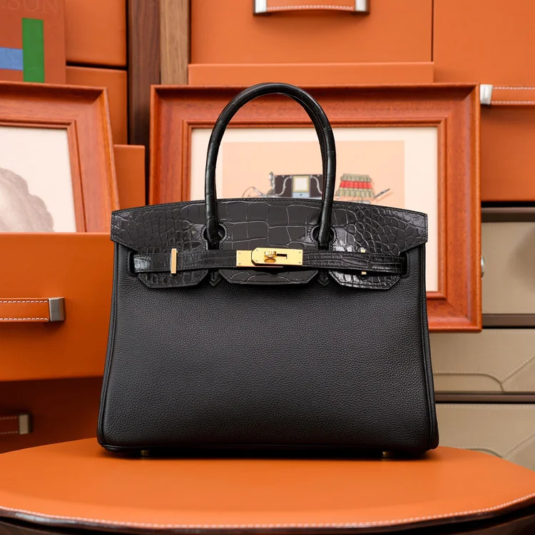 에르메스 버킨 30 르투르네 토고 & 크로커다일 블랙 골드 하드웨어 (100% HAND MADE)