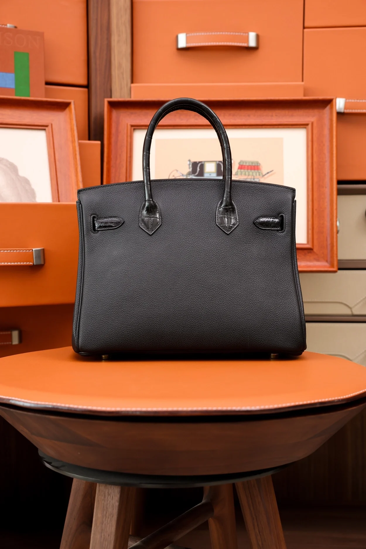 에르메스 버킨 30 르투르네 토고 & 크로커다일 블랙 골드 하드웨어 (100% HAND MADE)