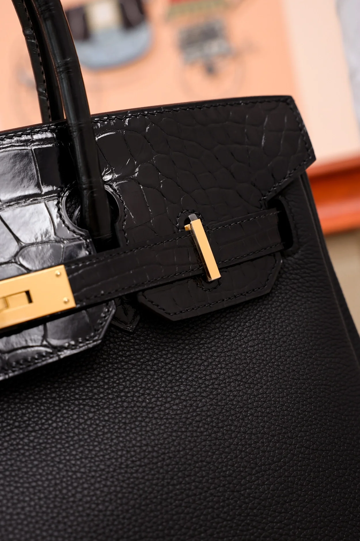 에르메스 버킨 30 르투르네 토고 & 크로커다일 블랙 골드 하드웨어 (100% HAND MADE)