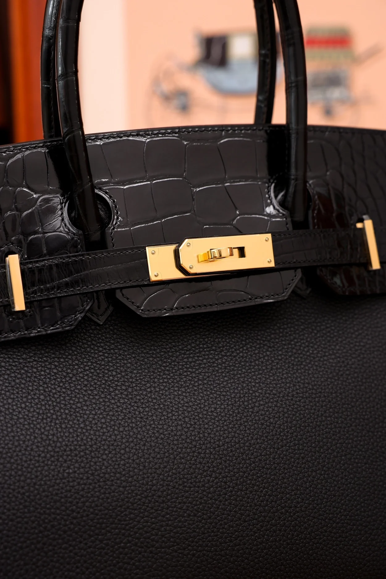 에르메스 버킨 30 르투르네 토고 & 크로커다일 블랙 골드 하드웨어 (100% HAND MADE)