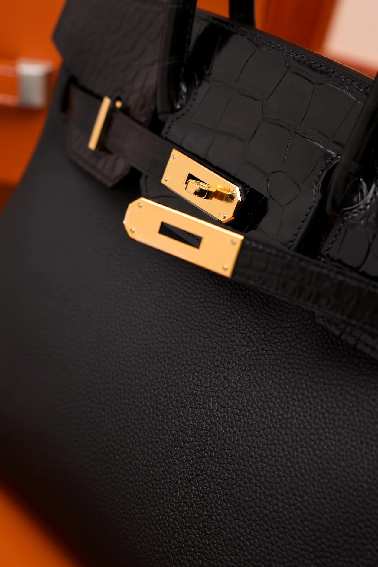 에르메스 버킨 30 르투르네 토고 & 크로커다일 블랙 골드 하드웨어 (100% HAND MADE)