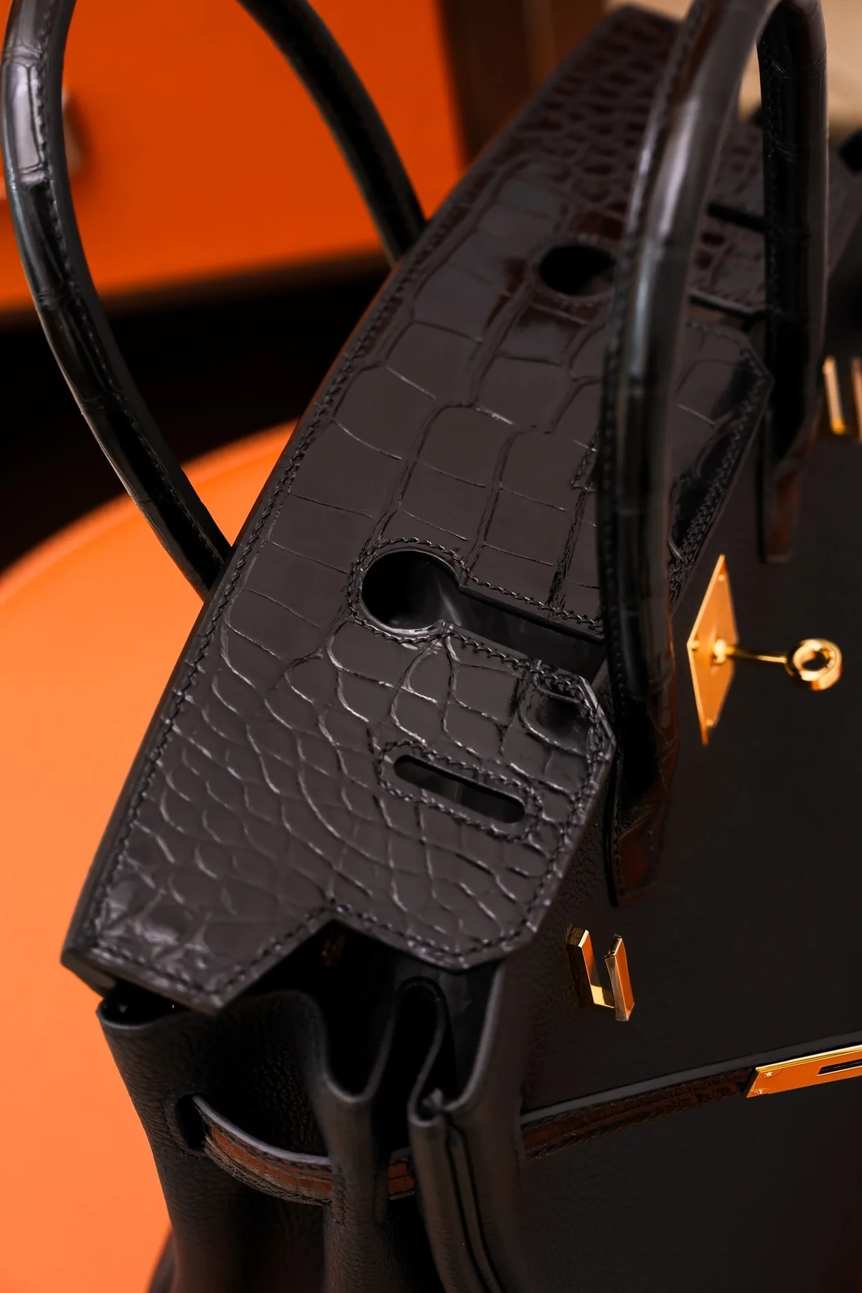 에르메스 버킨 30 르투르네 토고 & 크로커다일 블랙 골드 하드웨어 (100% HAND MADE)