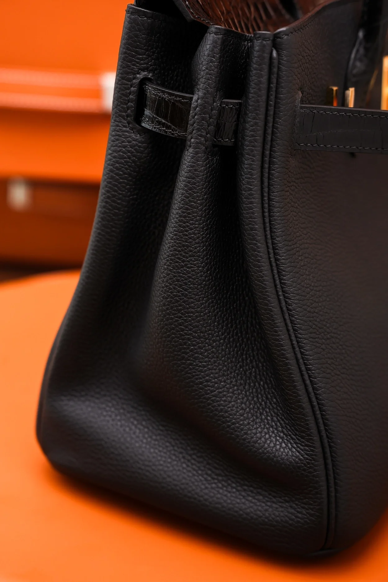 에르메스 버킨 30 르투르네 토고 & 크로커다일 블랙 골드 하드웨어 (100% HAND MADE)