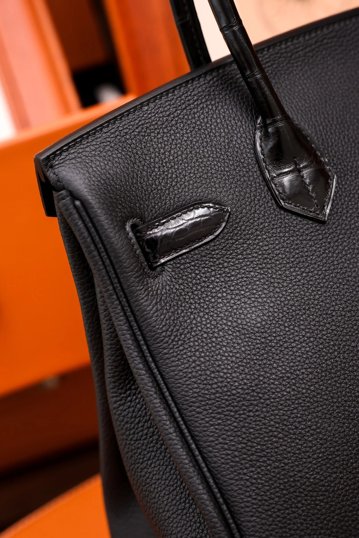 에르메스 버킨 30 르투르네 토고 & 크로커다일 블랙 골드 하드웨어 (100% HAND MADE)