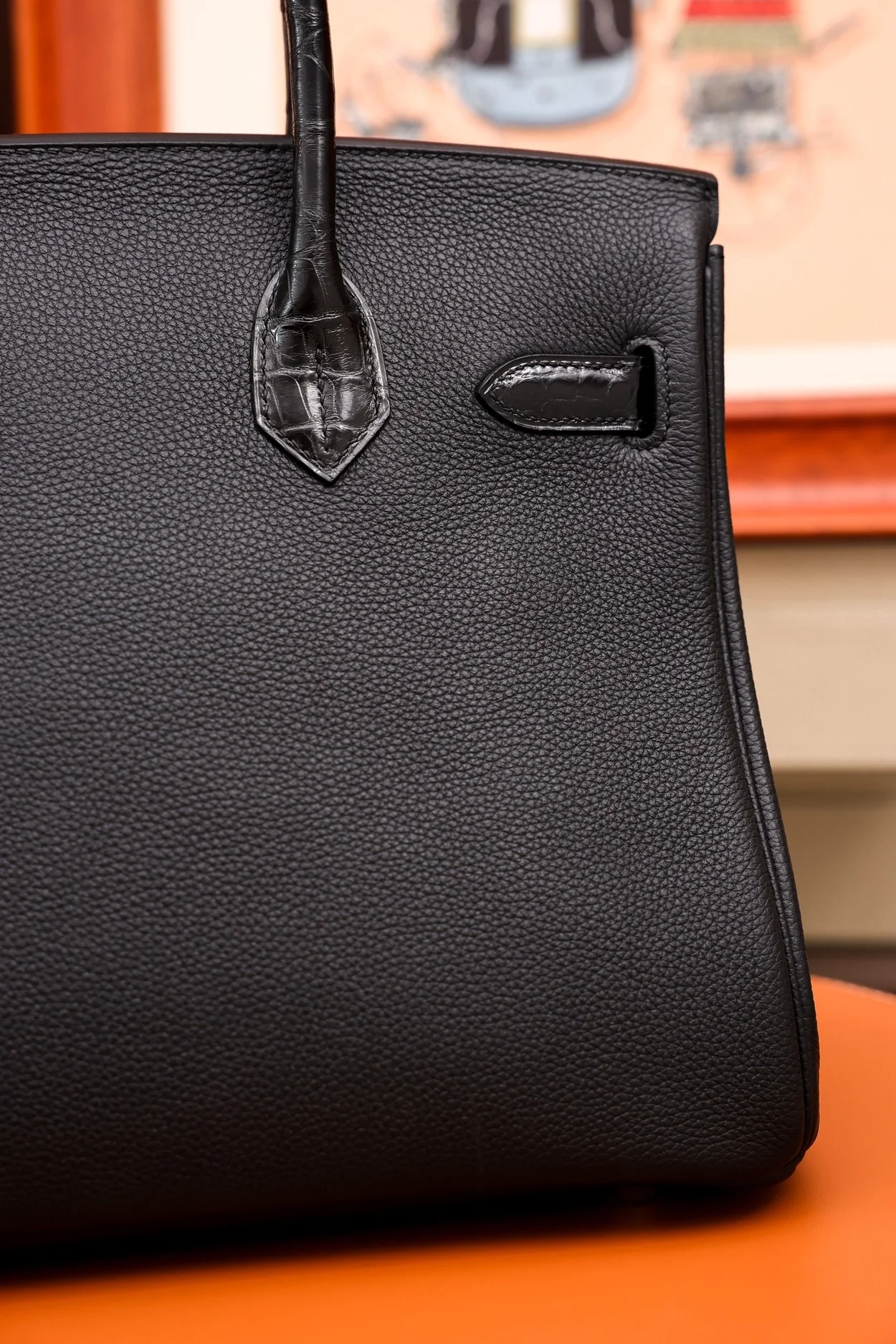 에르메스 버킨 30 르투르네 토고 & 크로커다일 블랙 골드 하드웨어 (100% HAND MADE)