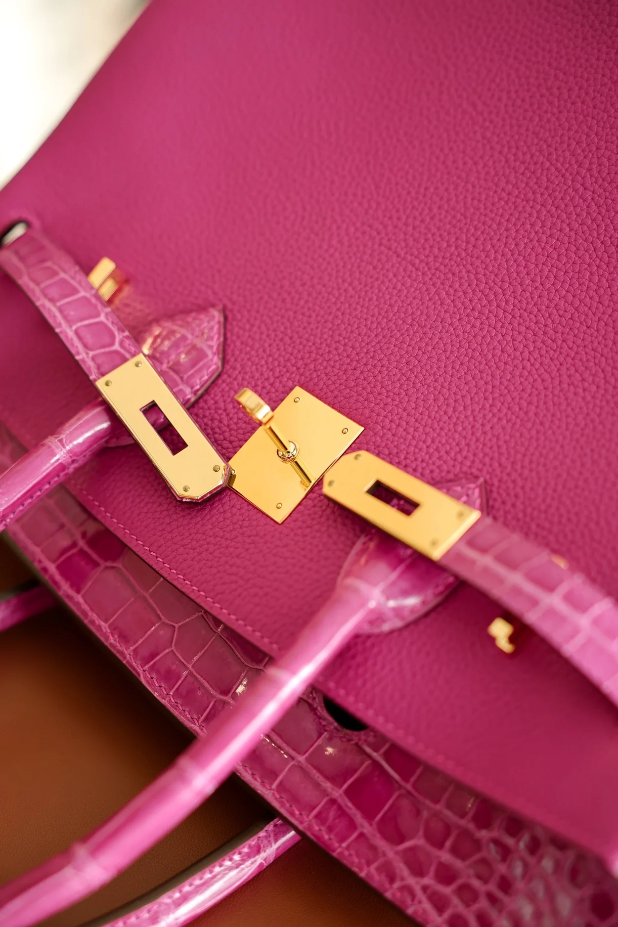 에르메스 버킨 30 르투르네 토고 & 크로커다일 핑크 골드 하드웨어 (100% HAND MADE)