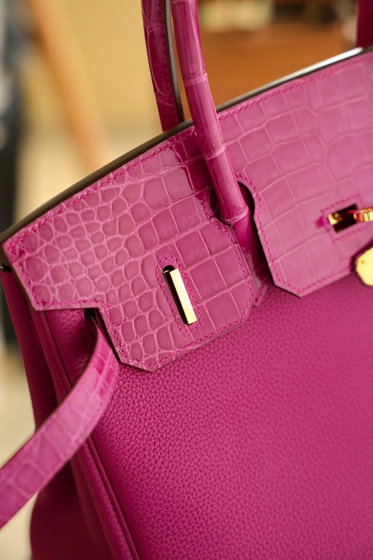 에르메스 버킨 30 르투르네 토고 & 크로커다일 핑크 골드 하드웨어 (100% HAND MADE)