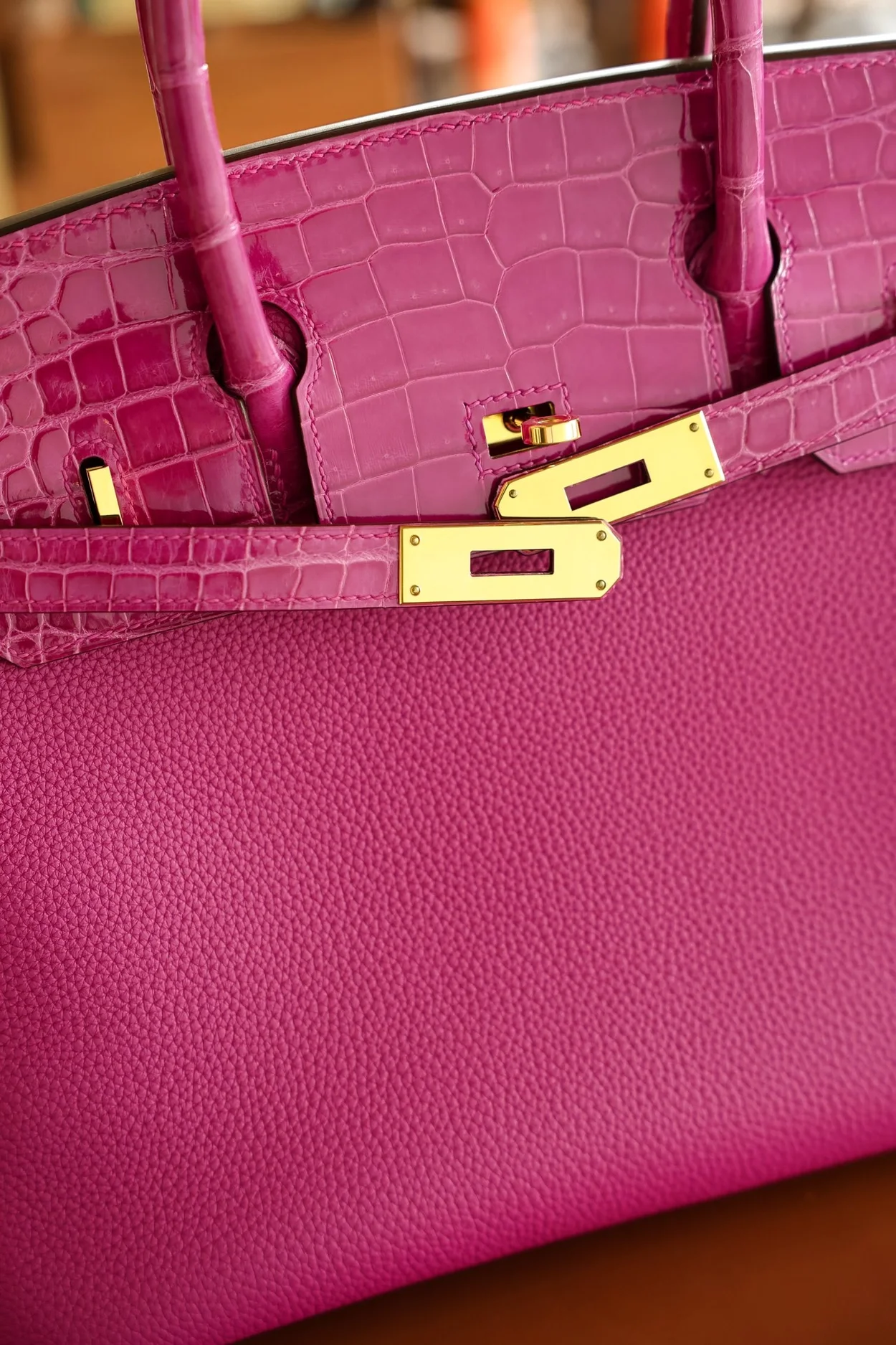 에르메스 버킨 30 르투르네 토고 & 크로커다일 핑크 골드 하드웨어 (100% HAND MADE)