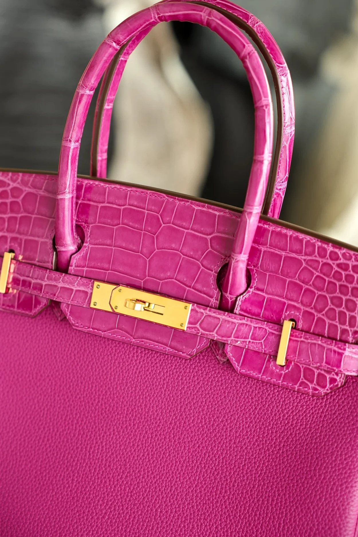 에르메스 버킨 30 르투르네 토고 & 크로커다일 핑크 골드 하드웨어 (100% HAND MADE)