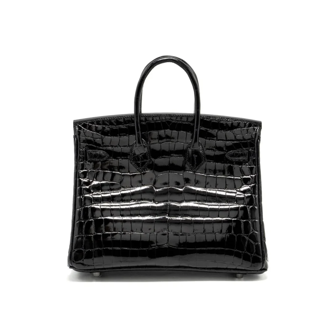 에르메스 버킨 25 르투르네 크로커다일 유광 블랙 실버 하드웨어 (100% HAND MADE)