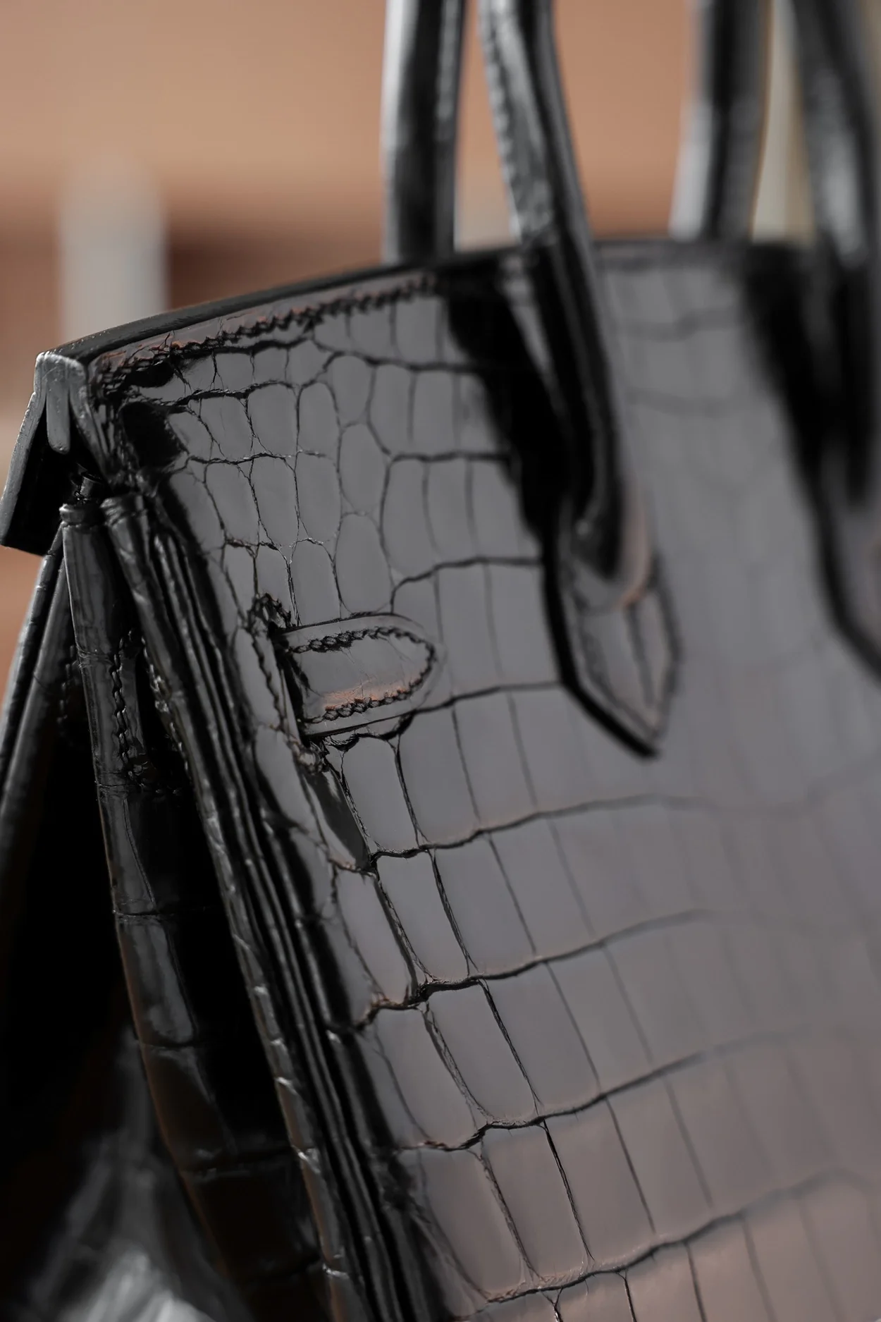 에르메스 버킨 25 르투르네 크로커다일 유광 블랙 실버 하드웨어 (100% HAND MADE)