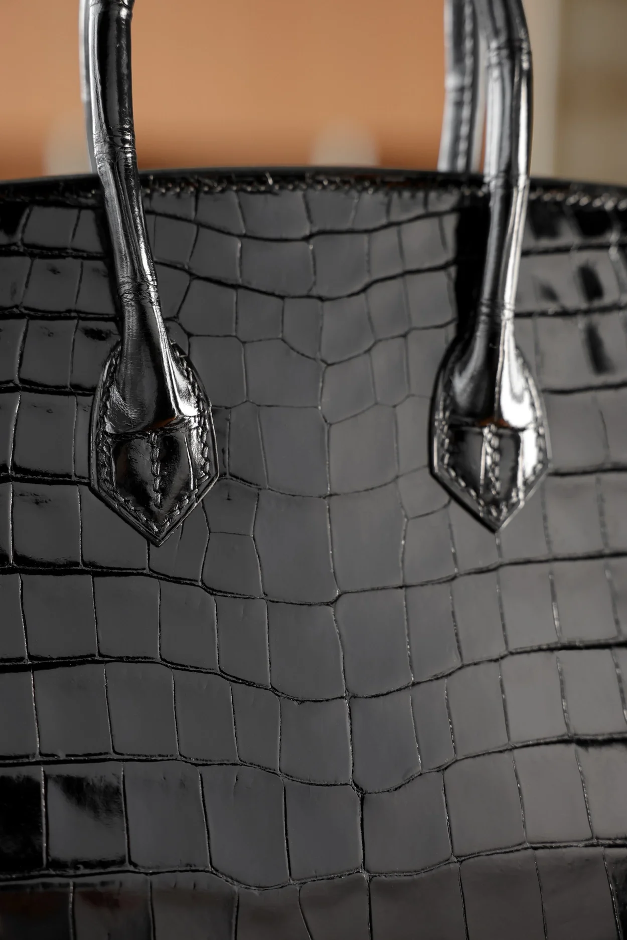 에르메스 버킨 25 르투르네 크로커다일 유광 블랙 실버 하드웨어 (100% HAND MADE)