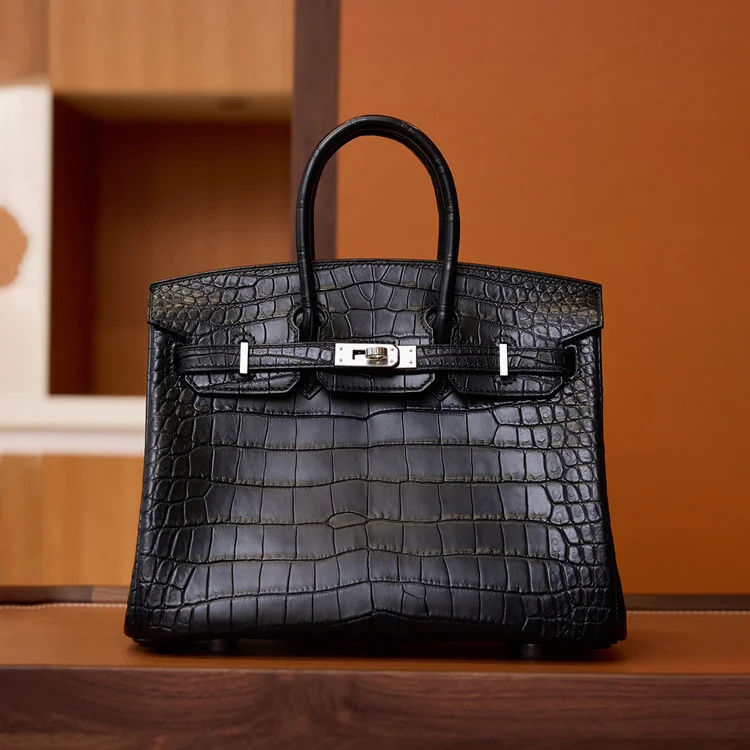 에르메스 버킨 25 셀리에 크로커다일 무광 블랙 실버 하드웨어 (100% HAND MADE)