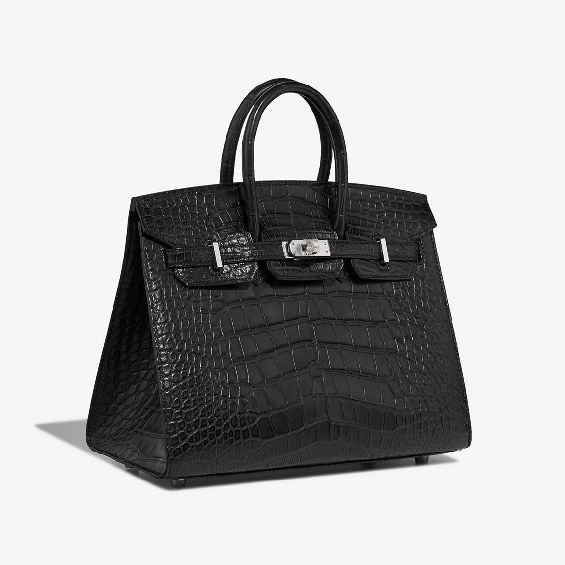 에르메스 버킨 25 셀리에 크로커다일 무광 블랙 실버 하드웨어 (100% HAND MADE)