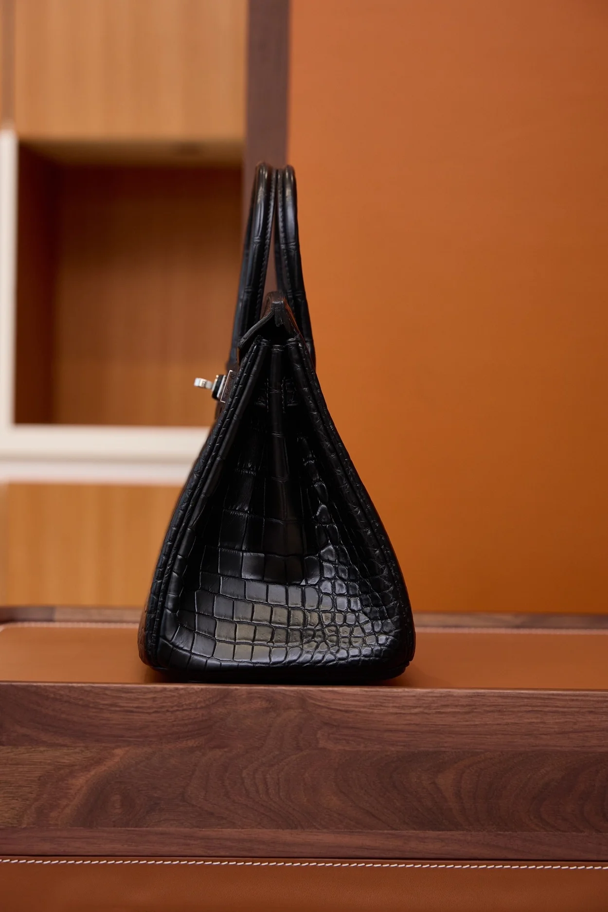 에르메스 버킨 25 셀리에 크로커다일 무광 블랙 실버 하드웨어 (100% HAND MADE)