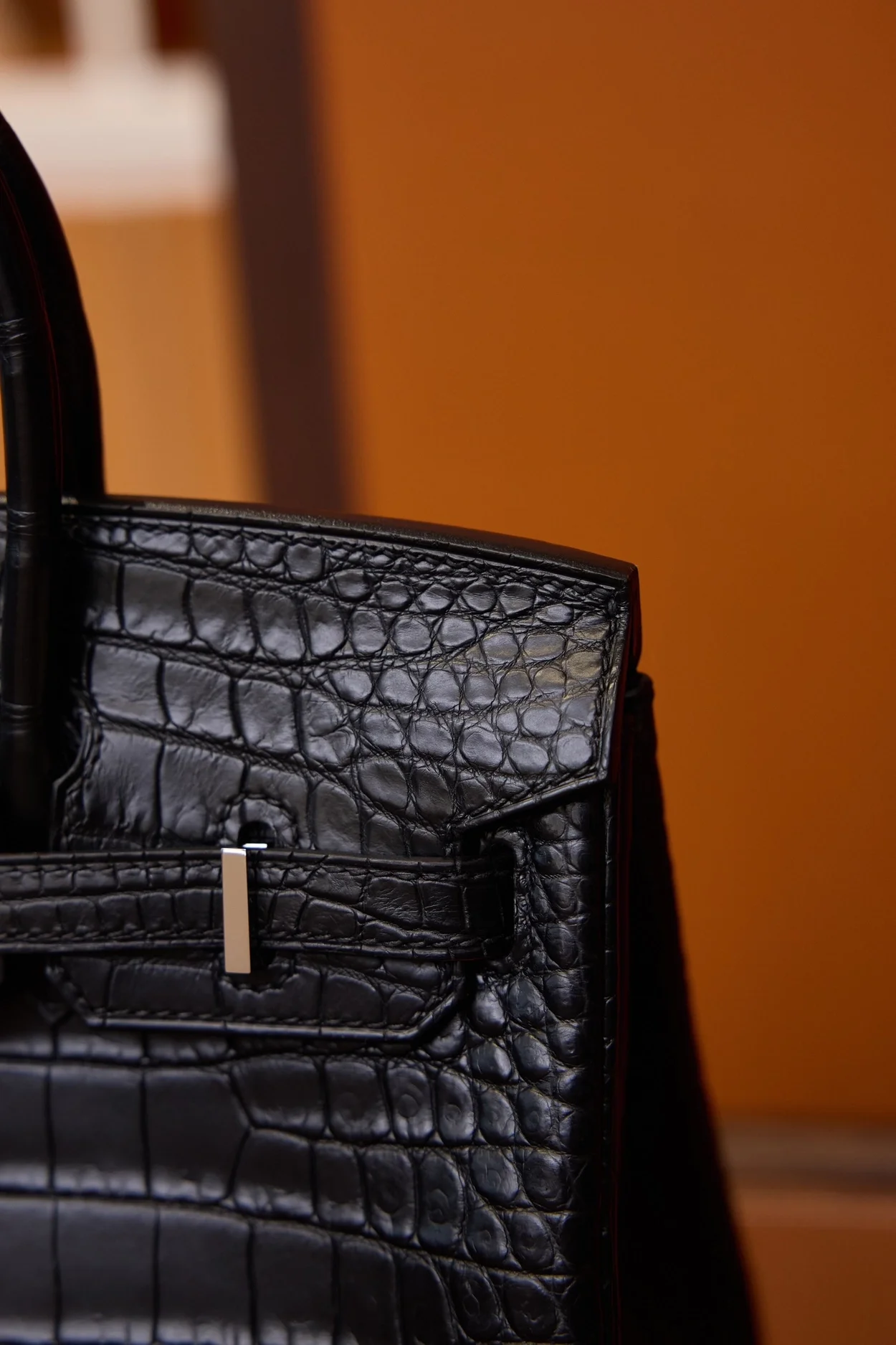 에르메스 버킨 25 셀리에 크로커다일 무광 블랙 실버 하드웨어 (100% HAND MADE)