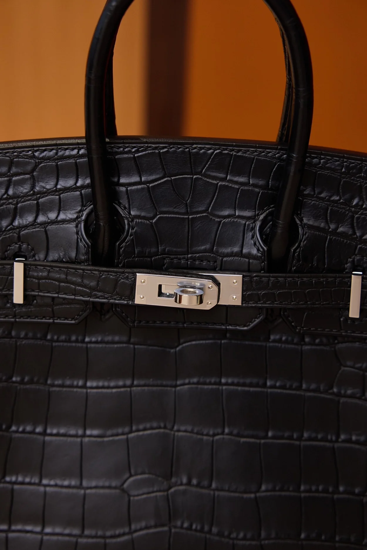 에르메스 버킨 25 셀리에 크로커다일 무광 블랙 실버 하드웨어 (100% HAND MADE)