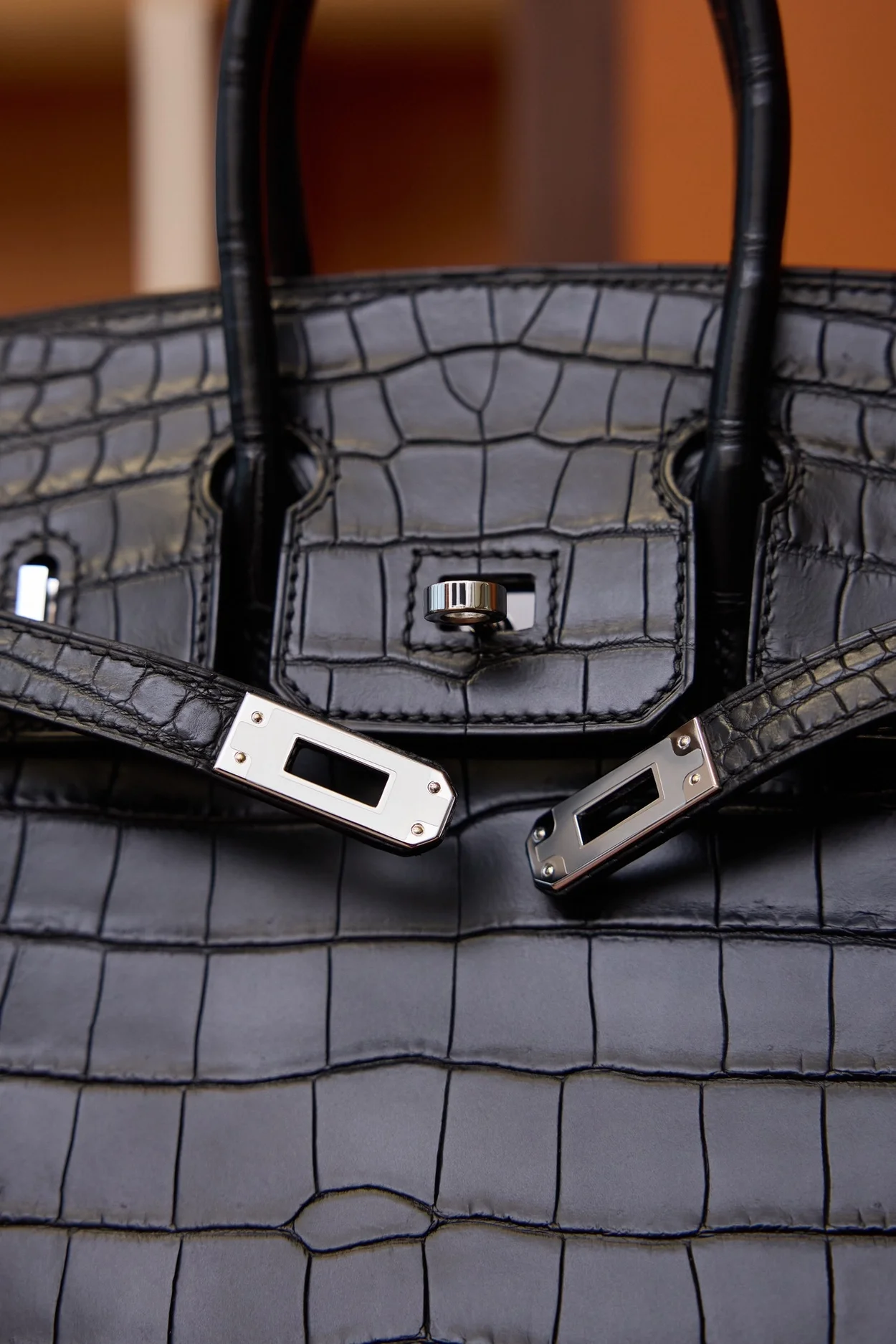 에르메스 버킨 25 셀리에 크로커다일 무광 블랙 실버 하드웨어 (100% HAND MADE)
