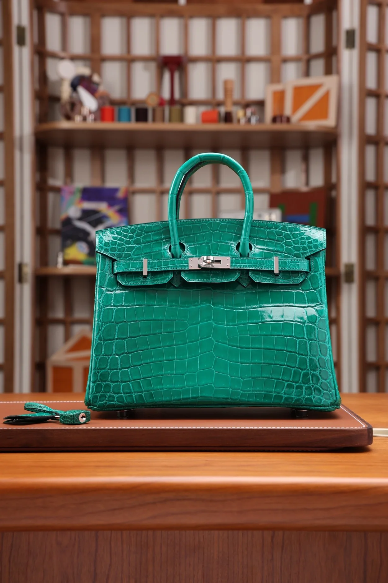 에르메스 버킨 25 르투르네 크로커다일 그린 실버 하드웨어 (100% HAND MADE)