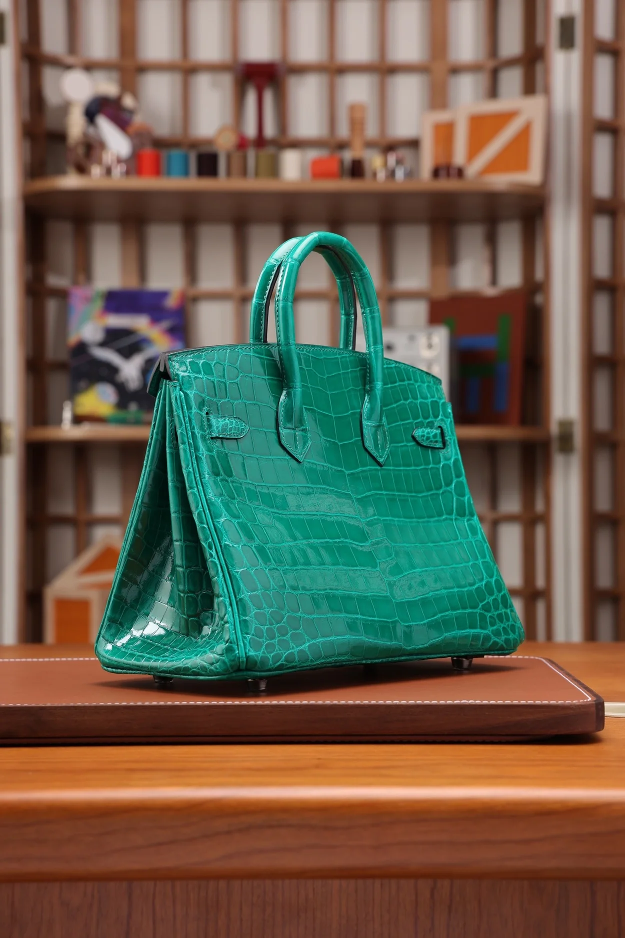 에르메스 버킨 25 르투르네 크로커다일 그린 실버 하드웨어 (100% HAND MADE)