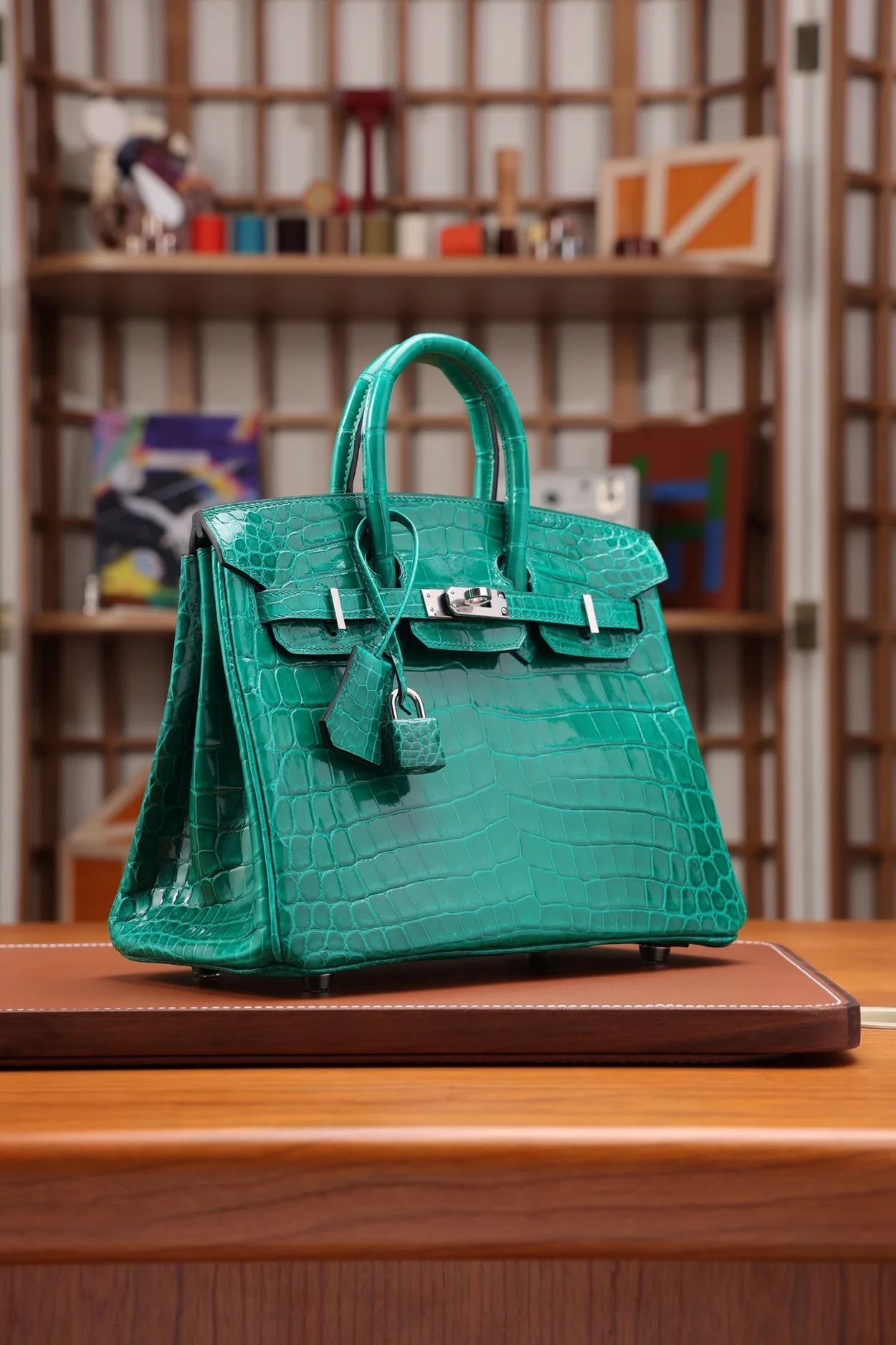 에르메스 버킨 25 르투르네 크로커다일 그린 실버 하드웨어 (100% HAND MADE)