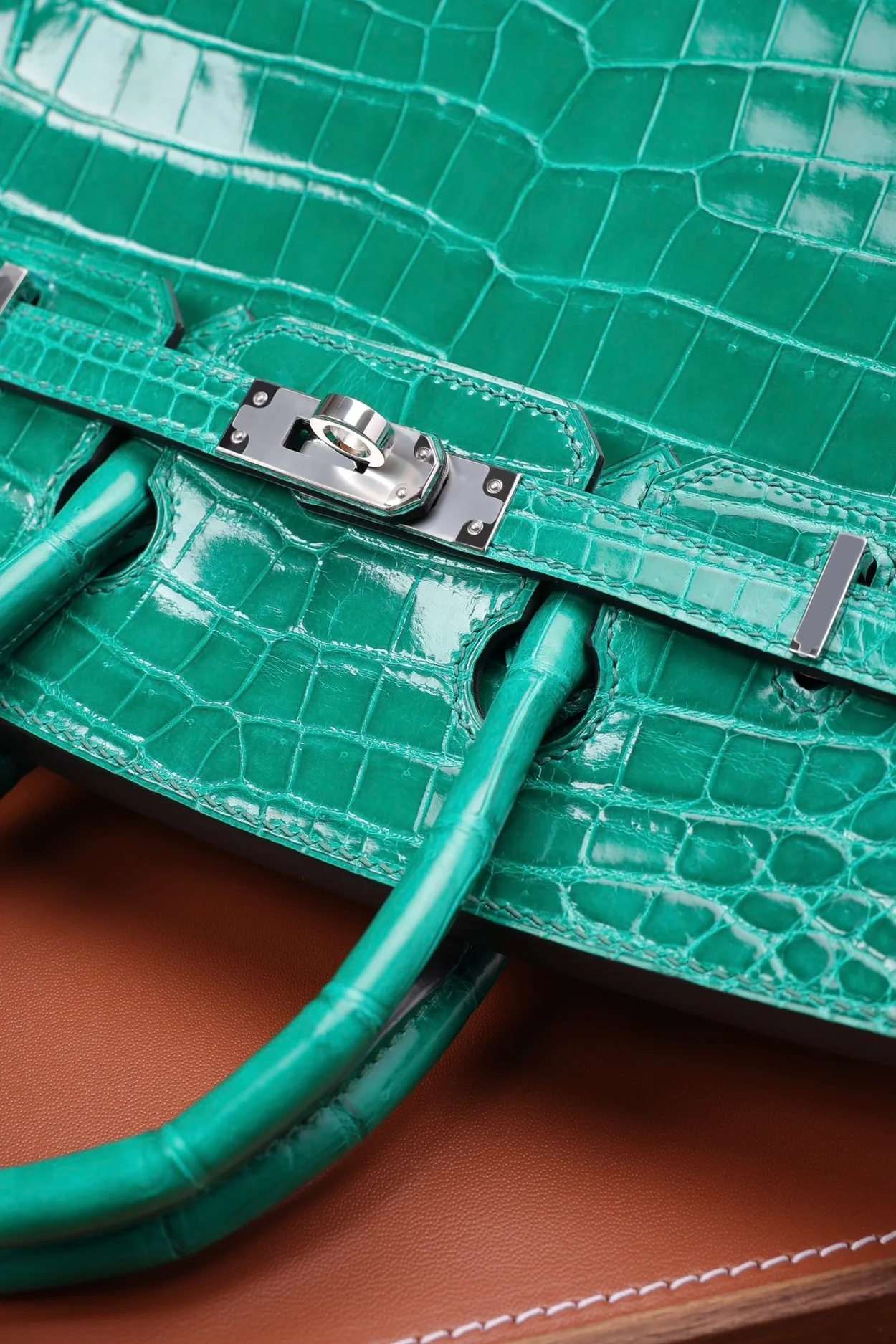 에르메스 버킨 25 르투르네 크로커다일 그린 실버 하드웨어 (100% HAND MADE)