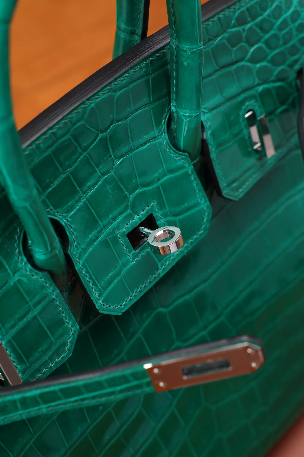 에르메스 버킨 25 르투르네 크로커다일 그린 실버 하드웨어 (100% HAND MADE)