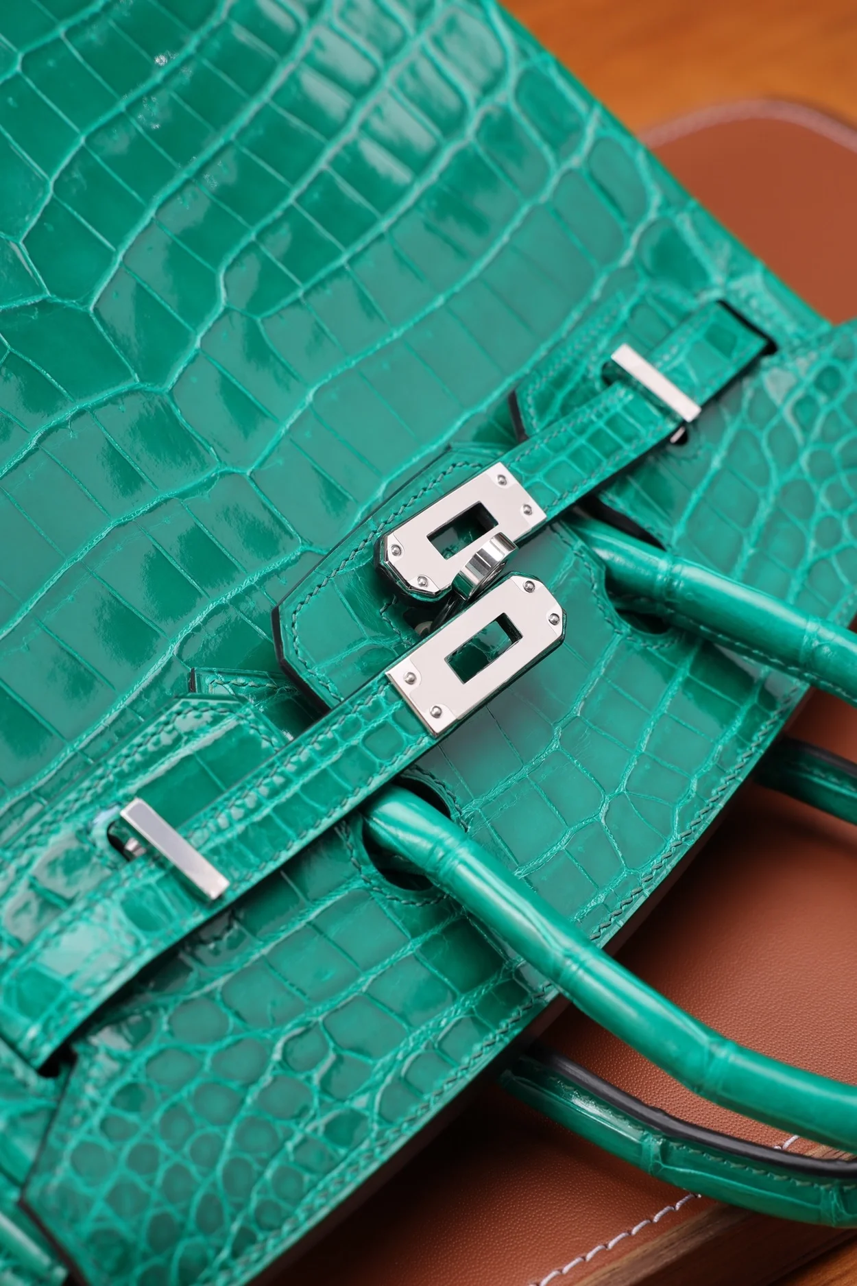 에르메스 버킨 25 르투르네 크로커다일 그린 실버 하드웨어 (100% HAND MADE)