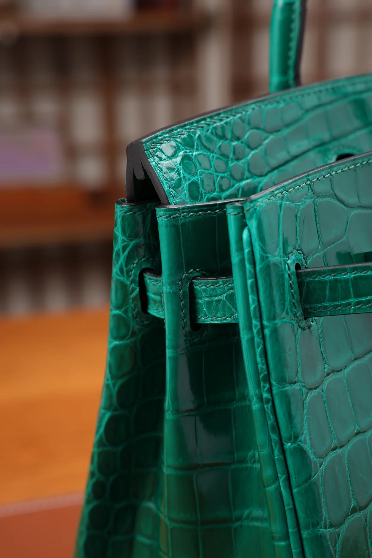 에르메스 버킨 25 르투르네 크로커다일 그린 실버 하드웨어 (100% HAND MADE)