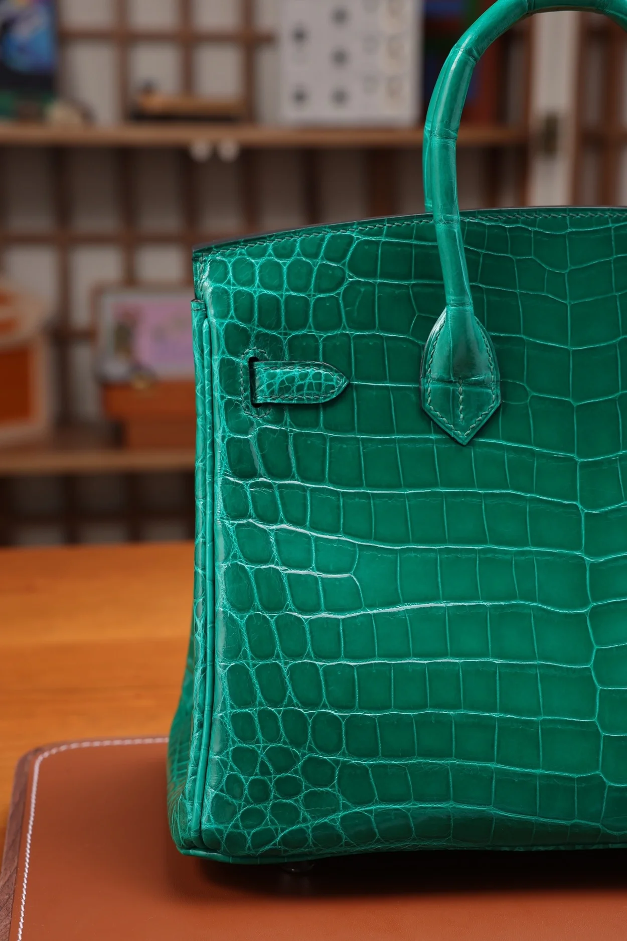 에르메스 버킨 25 르투르네 크로커다일 그린 실버 하드웨어 (100% HAND MADE)