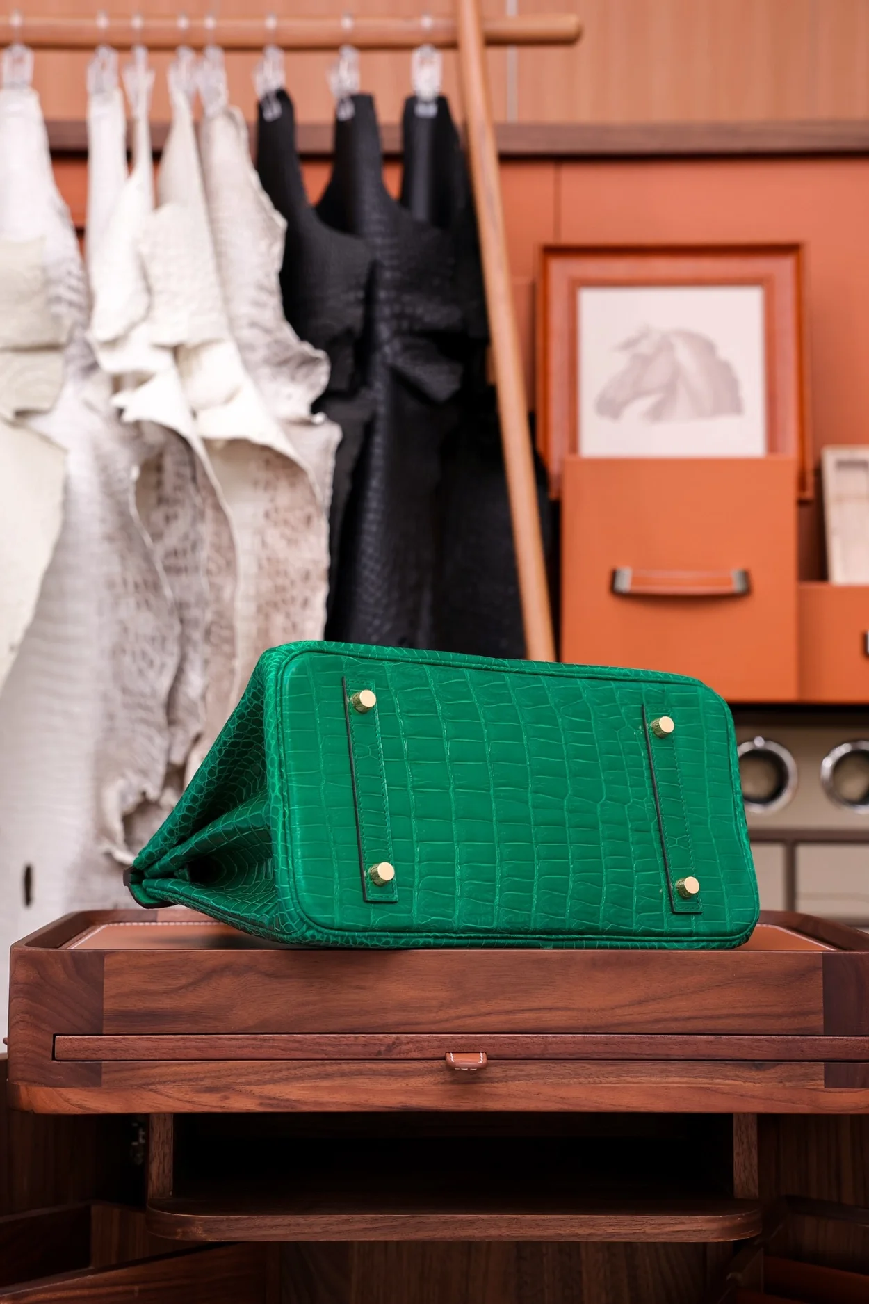 에르메스 버킨 30 르투르네 크로커다일 그린 골드 하드웨어 (100% HAND MADE)