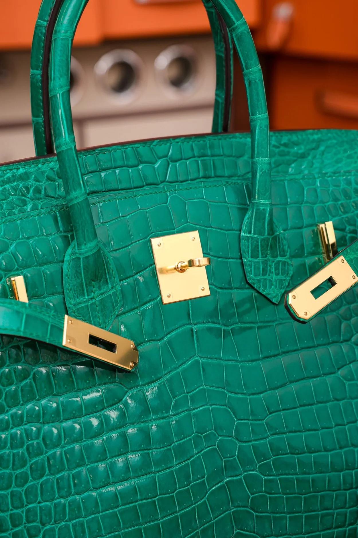 에르메스 버킨 30 르투르네 크로커다일 그린 골드 하드웨어 (100% HAND MADE)